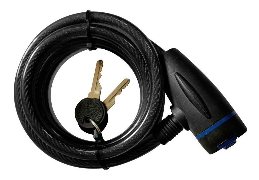 Linga Para Bicicleta Cable De Acero Seguro Candado Llave Negro - 2