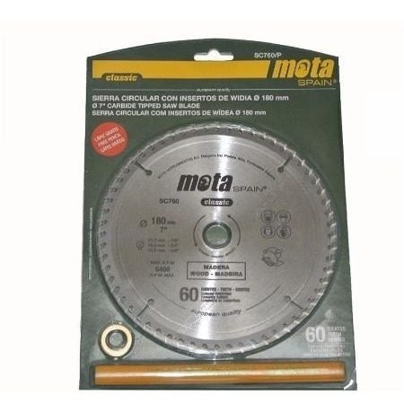Hoja Sierra Circular Widia P/ Madera 180mm 60 Dientes Mota