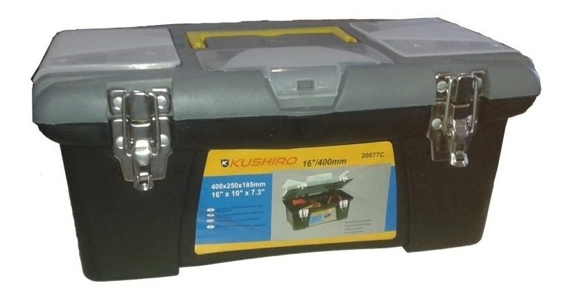 Caja De Herramientas 16 Plástica Herrajes Metálicos Negro