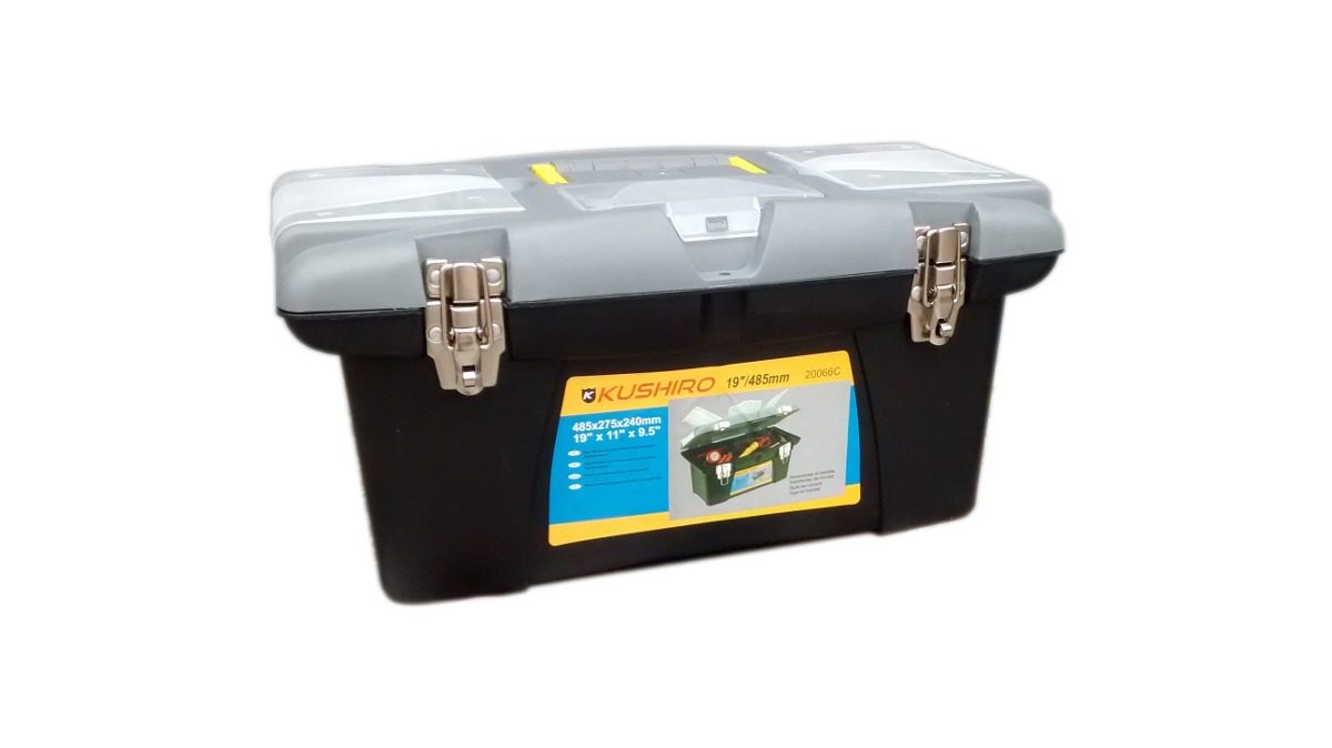 Caja De Herramientas 19 Plástica Herrajes Metálicos Negro/gris