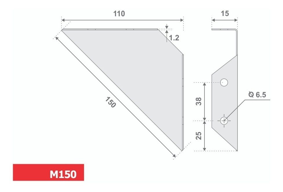 Mensula De Acero Inox. M150 - X Unidad - 2