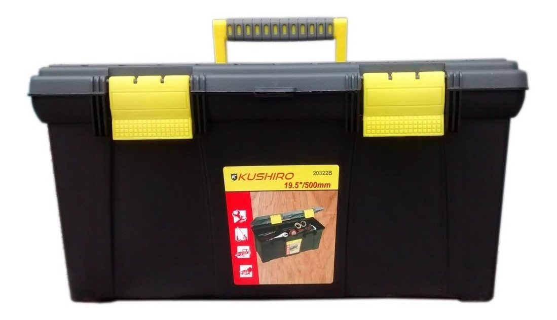 Caja De Herramienta Kushiro 19.5 PuLG. Con Bandeja Negro