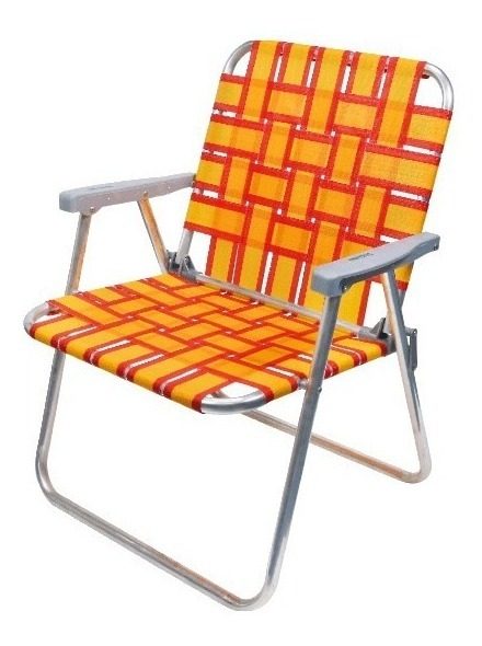 Sillón Playero Plegable De Aluminio Con Cinta Plástica Naranja