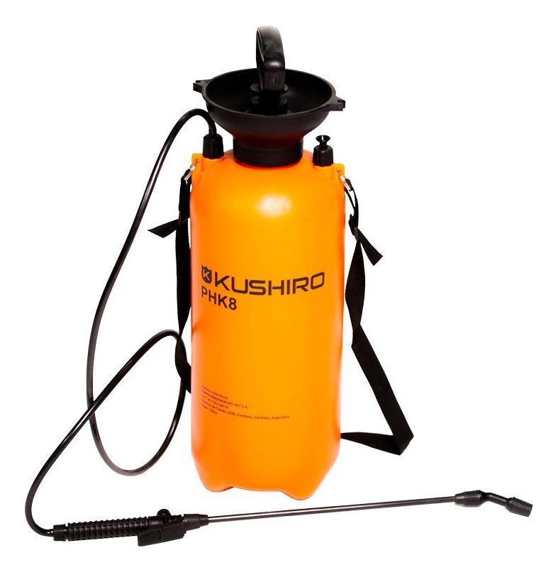 Pulverizador Kushiro 8 Litros Bomba Presión Oferta Jardin Naranja
