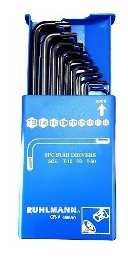 Juego Torx Corto Ruhlmann T10 Al T50 Cromo Vanadio C/estuche