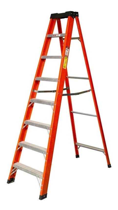 Escalera Dieléctrica Kushiro 6 Escalones Tipo Familiar Naranja