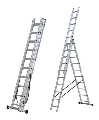 Escalera De Aluminio Kushiro Extensible Tipo Coliza Gris