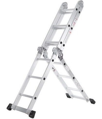 Escalera Multipropósito Aluminio 4x3 Articulada Pintores Gris