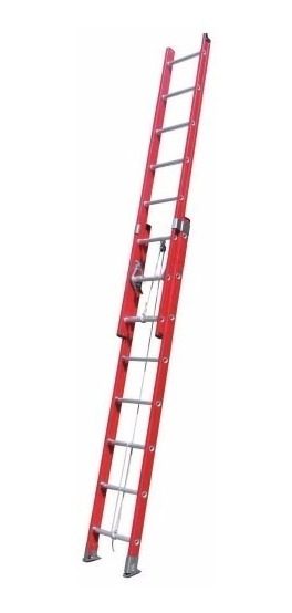Escalera Dieléctrica Extensible 2 × 12 Kushiro Apta 136kg Naranja