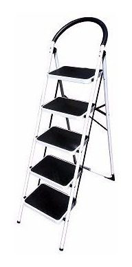 Escalera De Hierro Tijera 5 Escalones Uso Doméstico Oficinas Negro