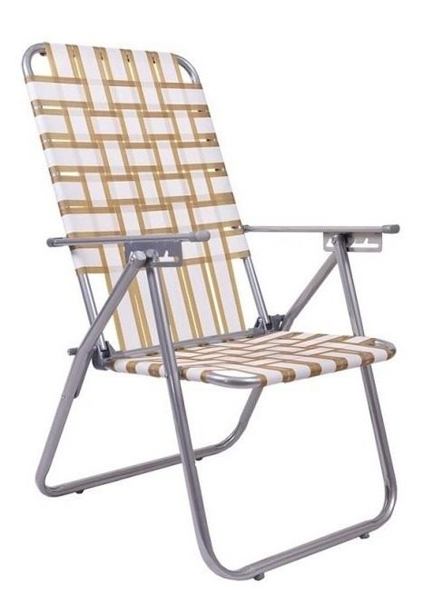 Reposera Silla Playera Plegable Alta Con 5 Posiciones  Gris Claro