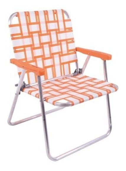 Sillón Pescador  Playero Plegable Aluminio Naranja