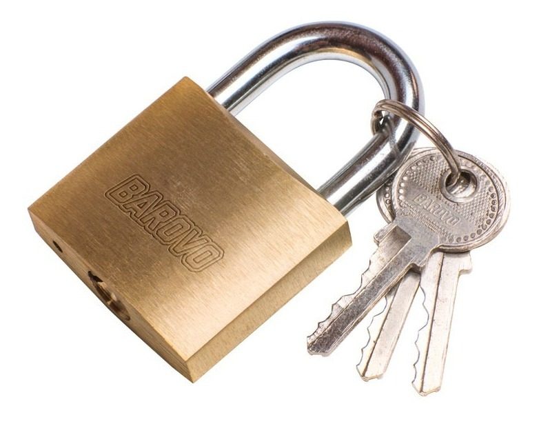 Candado 40 Mm Bronce Traba Simple 3 Llaves Dorado - 1
