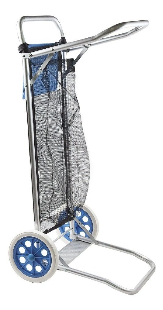 Carrito Carro Playero Y Mesa Porta Todo Aluminio Super Fuert Gris
