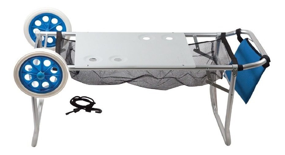 Carrito Carro Playero Y Mesa Porta Todo Aluminio Super Fuert Gris - 1
