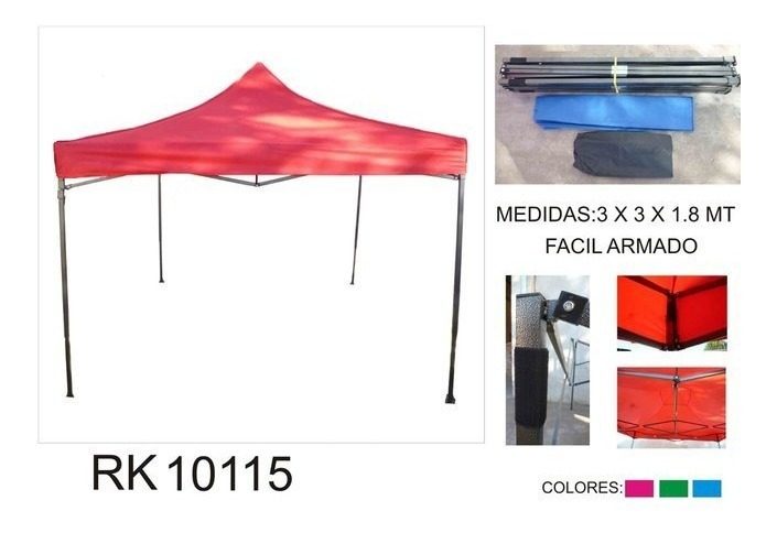 Gazebos Plegable 3x3 Hierro Reforzado. Consultar Colores Azul
