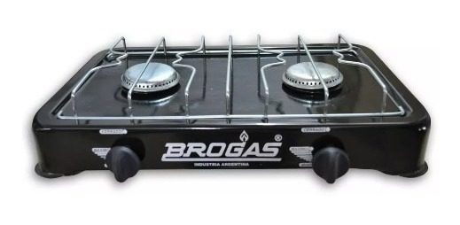 Anafe A Gas Brogas Gas Natural 2 Hornallas Valvula Art-8203 Negro