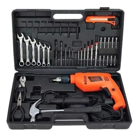 Taladro Percutor Black Decker 550w 13mm +  Kit Herramientas