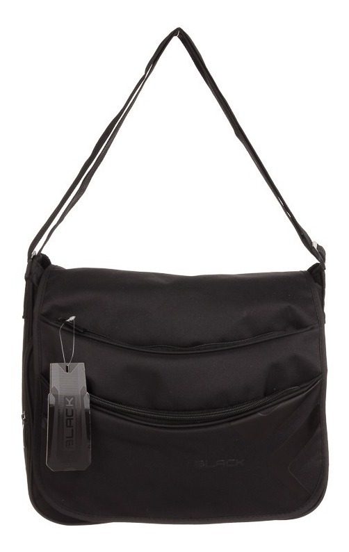 Morral Black Lsyd  Con Solapa Negro Liso - 1