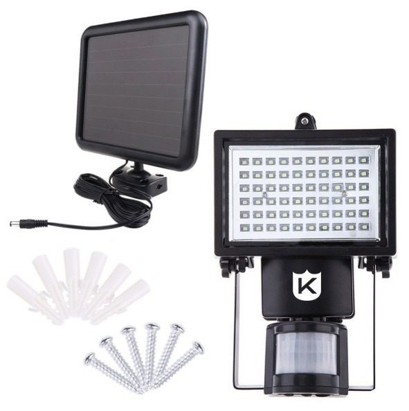 Reflector Solar P/ Exterior Con Detec.mov. 60led 600lumens Negro Blanco