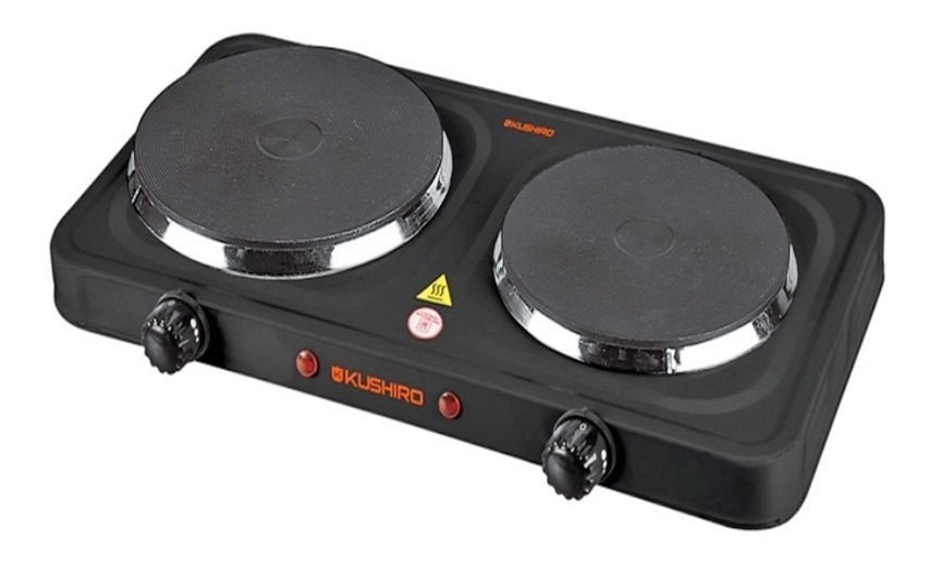 Anafe Electrico 2 Hornalla - 2500 Watts C/ Termostato Auto. Negro