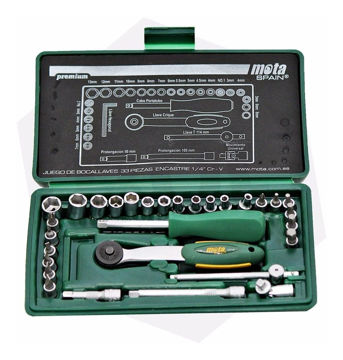 Juego De Llaves Tubos Bocallaves 1/4 Mota Ek14 33 Pzas