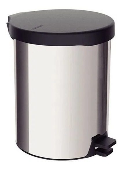 Cesto De  Acero Inoxidable 12l C/pedal Y Ventosas Tramontina Plateado