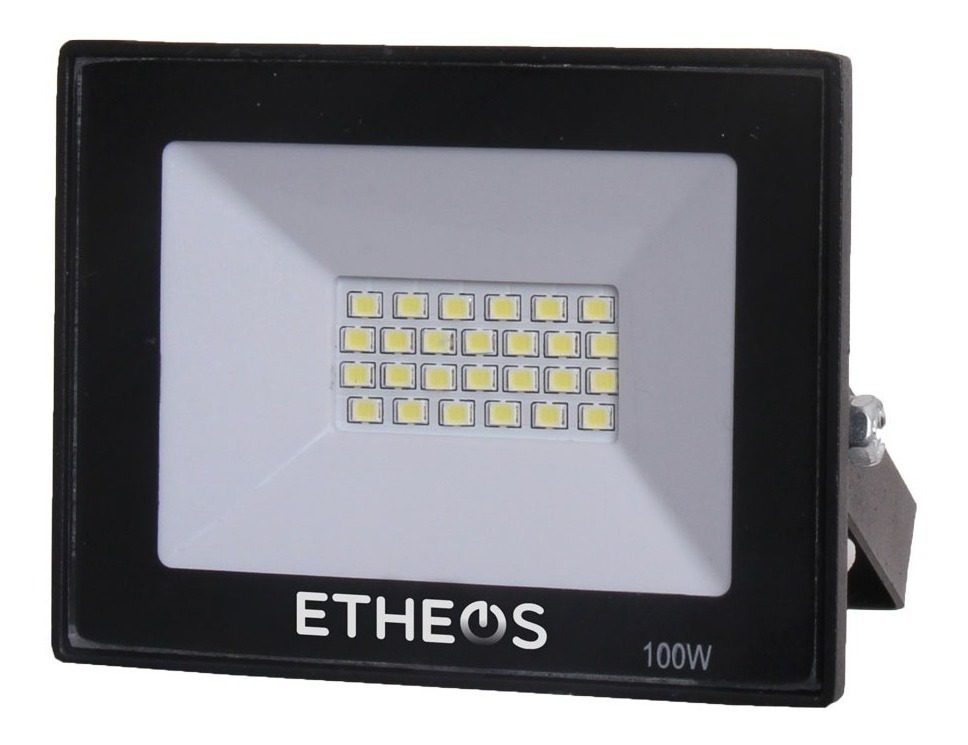 Reflector Led 100 Watts 70leds 8000lumens 2700k Ip65 Calido Negro Cálido