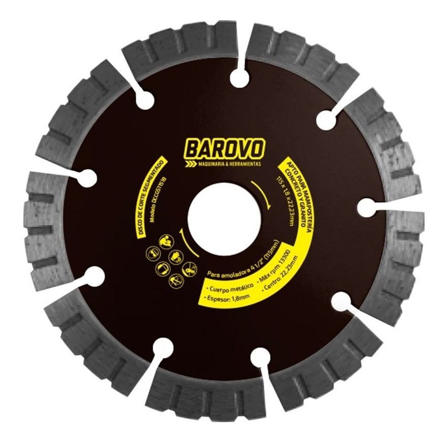 Disco De Corte Segmentado 115x1,8x22,23mm Concreto Barovo