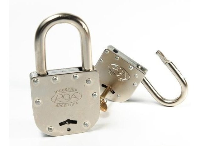 Candado Seguridad Llave Doble Paleta 50mm Roa Gris