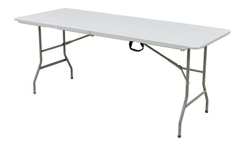 Mesa Plegable Jardín Camping Hdpe Plastic 180x70x74 Kushiro  Blanco