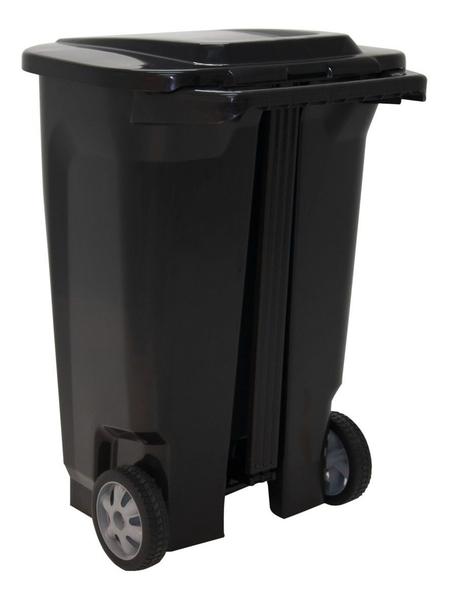 Tacho Basurero C/ Pedal T-force 100l C/ruedas Tramontina Negro - 1