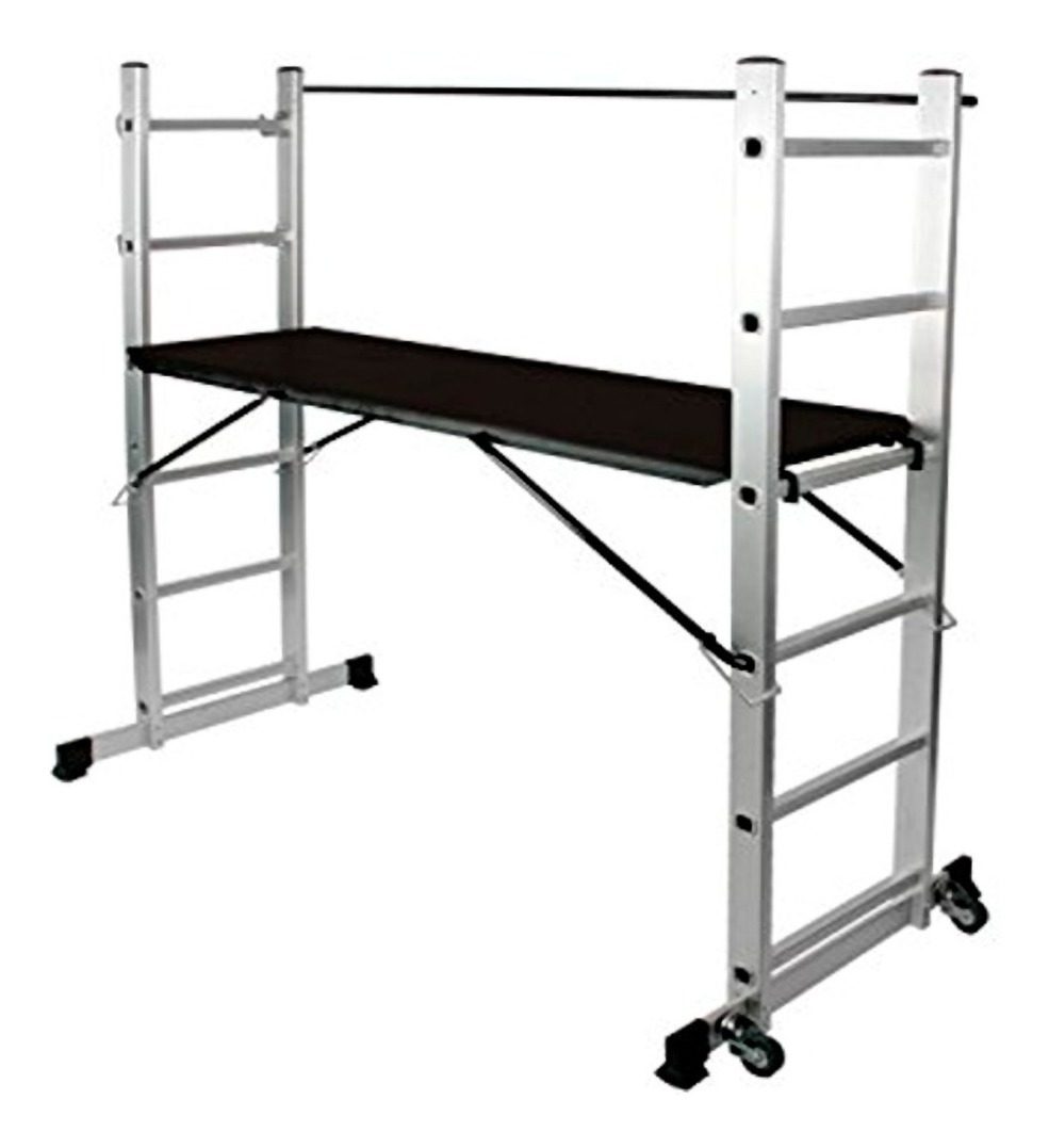 Escalera Andamio Aluminio 6 Escalones Reforzada Kushiro Gris