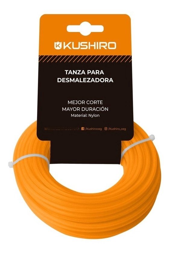 Tanza Desmalezadora 2mm Cuadrada Rollo 15mts Kushiro Naranja