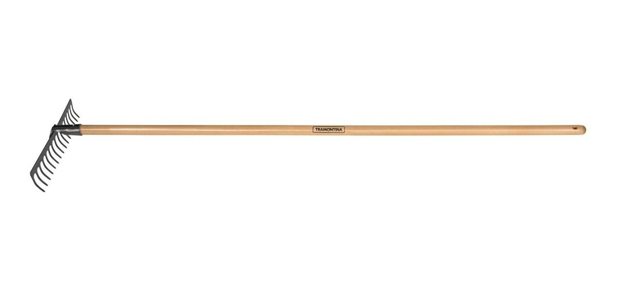 Rastrillo Curvo Liviano 16d Mango Madera 145cm Tramontina