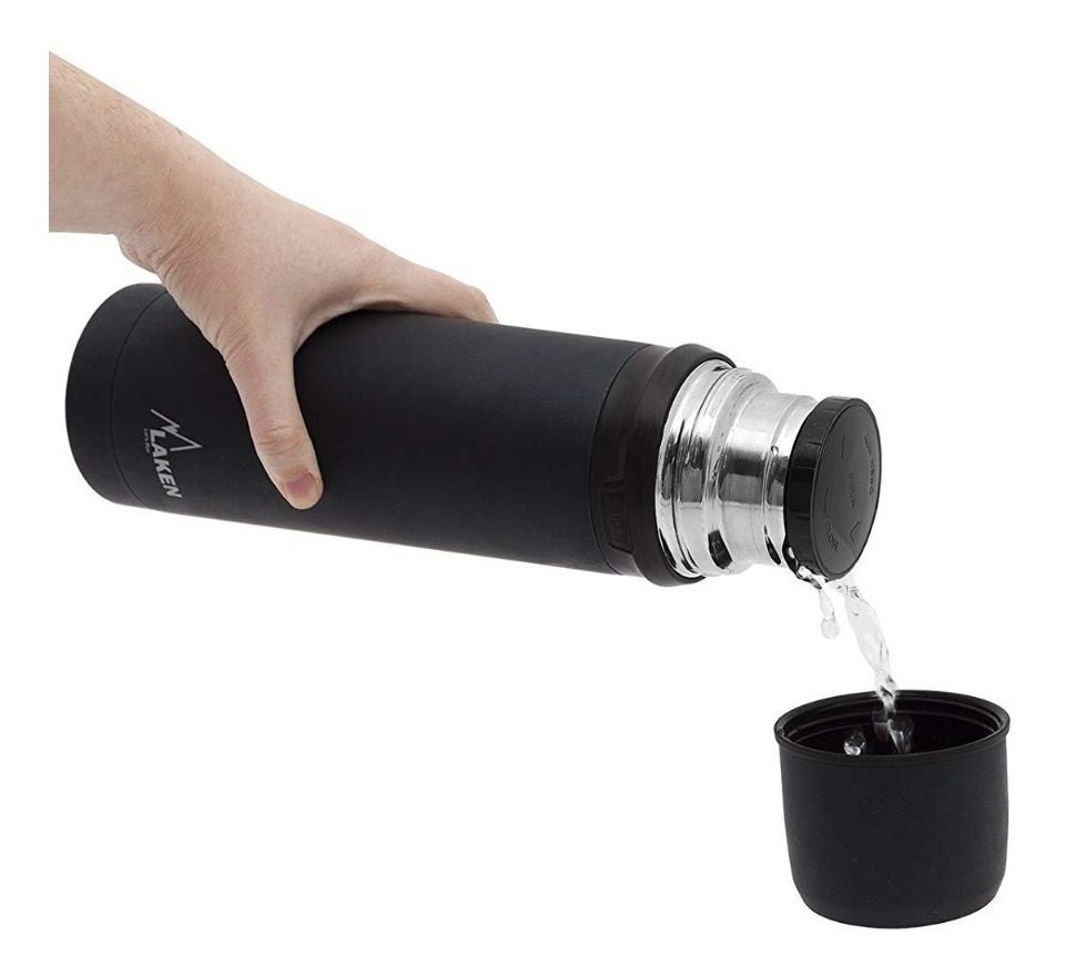 Termo Acero Inoxidable 1l C/tapon Vaso Negro/rojo Laken - 6