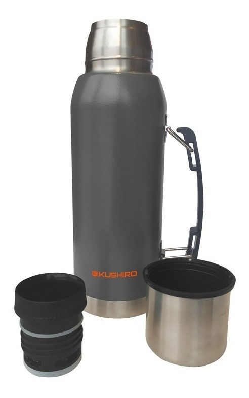 Termo Acero Inoxidable 1l 24hs Con Manija Kushiro Gris Oscuro