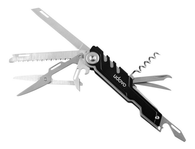 Navaja Multiuso De Bolsillo Inoxidable 9,5cm Udovo - 9 Pieza Negro