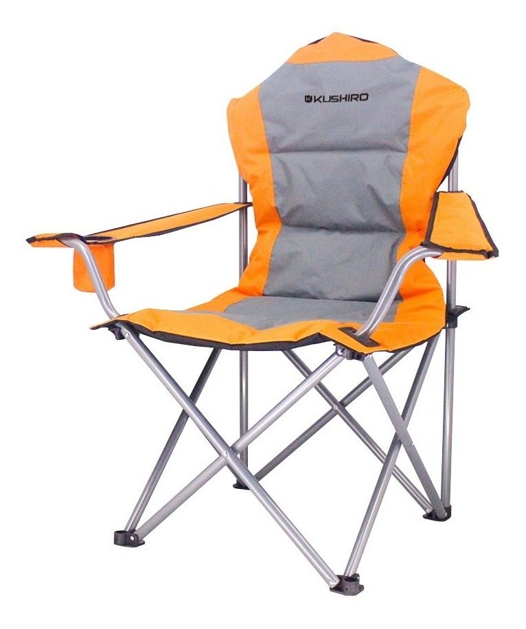 Sillón Camping Plegable Respaldo Alto Gris+naranja Kushiro Naranja
