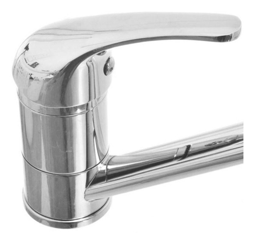 Grifería Monocomando De Cocina Con Pico Horizontal Gloa Plateado Cromado - 3