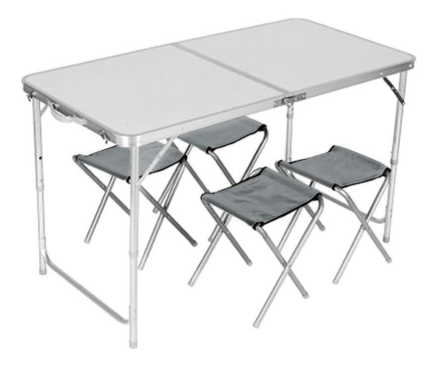 Set De Mesa Plegable Con 4 Sillas Para Camping Kushiro
