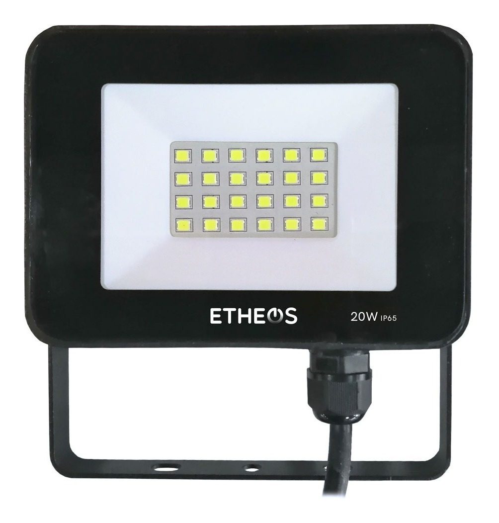 Reflector Led 20 Watts 1800 Lumens Calido 3000k Ip65 Negro Blanco Cálido