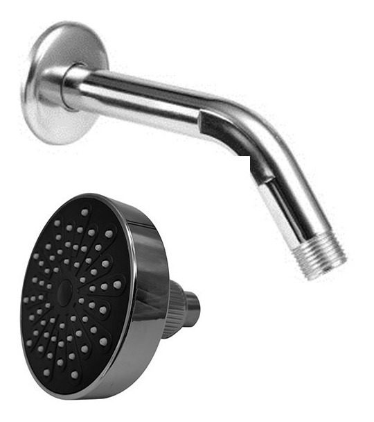 Set Cabezal Ducha Abs + Brazo Con Sistema Anticalcareo Gloa Plateado