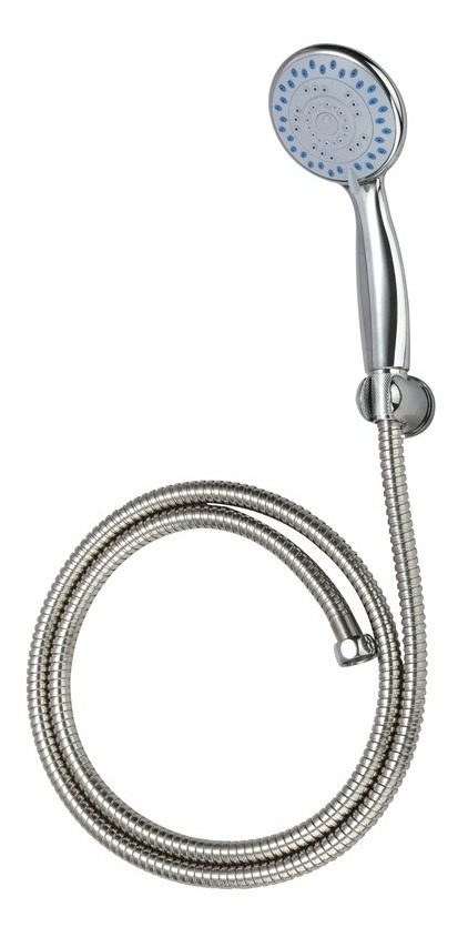 Set Duchador + Soporte Abs Cromado + Flexible Inox 1,5m Gloa Plateado Brillante