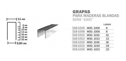 Grapas 11 X 22 Para Maderas Blandas Caja Por 5000 - 1