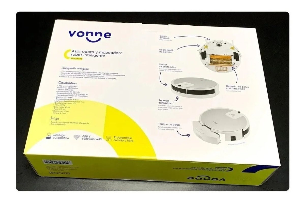 Aspiradora Inteligente Robot Barre Aspira Trapea - Vonne Blanco - 3
