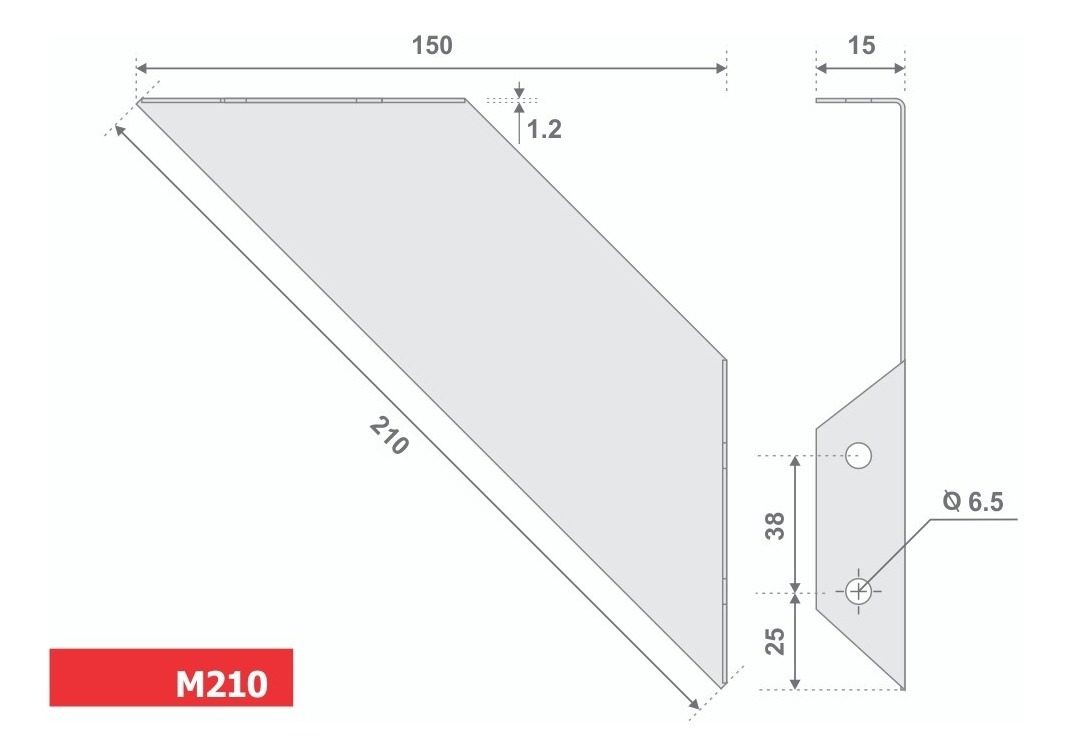 Fijación Ménsula Inoxidable 210mm X 150mm Botticon M210 - 2