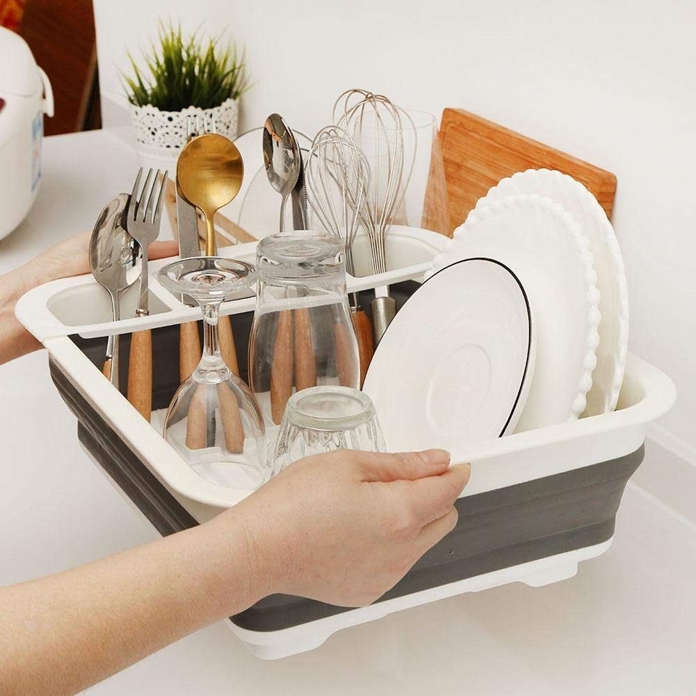 Secaplatos Escurridor De Platos Silicona Plegable Grande Gris - 1