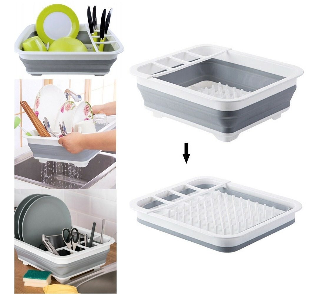 Secaplatos Escurridor De Platos Silicona Plegable Grande Gris - 2