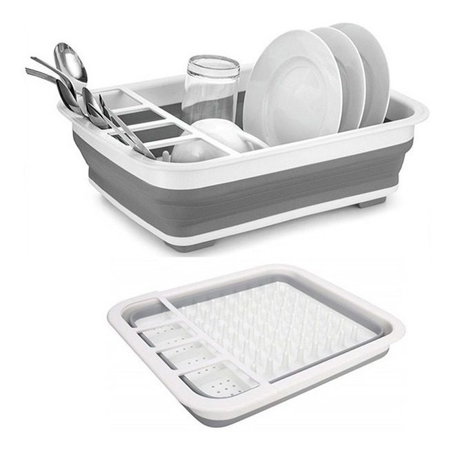 Secaplatos Escurridor De Platos Silicona Plegable Grande Gris - 3